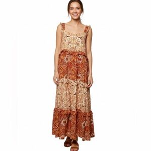 Lucca Desert Rose Tiered Maxi Dress Size Small NWT